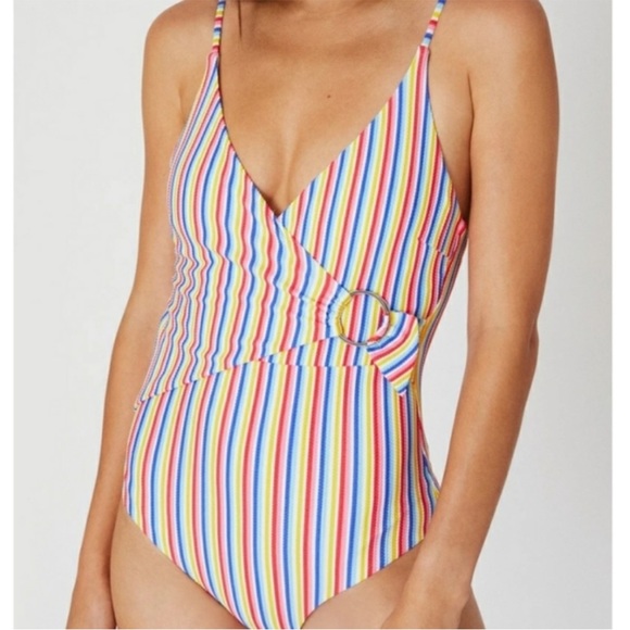 Onia Other - ONIA Lila One Piece Swimsuit Multicolored Rainbow Striped O-Ring Small/Medium